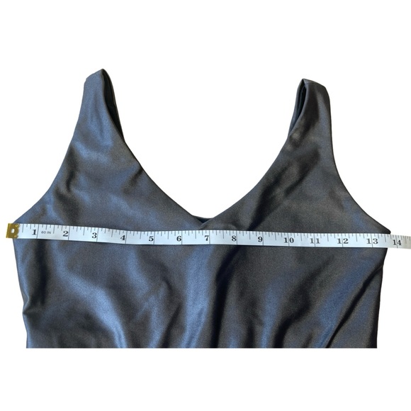 EMILY HSU GUNMETAL SHIMMER METALLIC V CROP TOP BRA SMALL URBAN ACTIVEWEAR - Picture 7 of 11